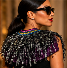 After Midnight Metallic Fringe Statement Collar