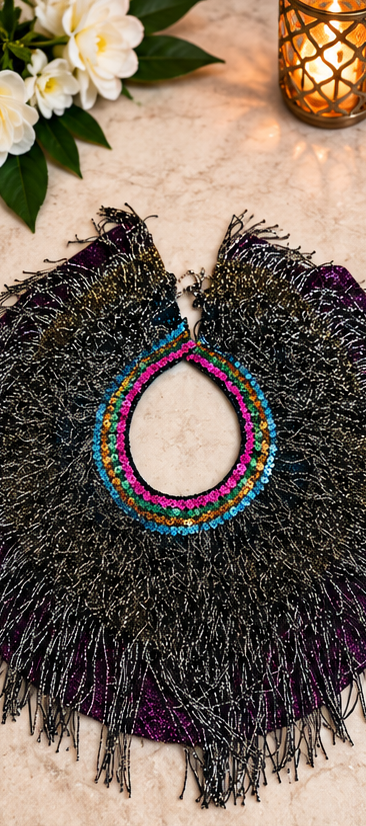 After Midnight Metallic Fringe Statement Collar