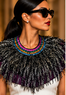 After Midnight Metallic Fringe Statement Collar