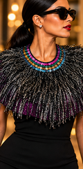 After Midnight Metallic Fringe Statement Collar
