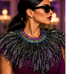 After Midnight Metallic Fringe Statement Collar