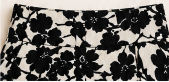 Noir Garden Black & Ivory Floral Midi Skirt