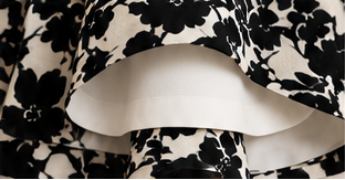 Noir Garden Black & Ivory Floral Midi Skirt