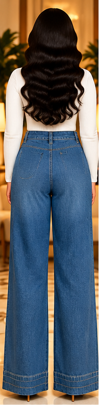 Blue Avenue Button-Tab Wide-Leg Jeans