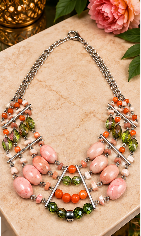Blush Garden Multi-Strand Statement Necklace