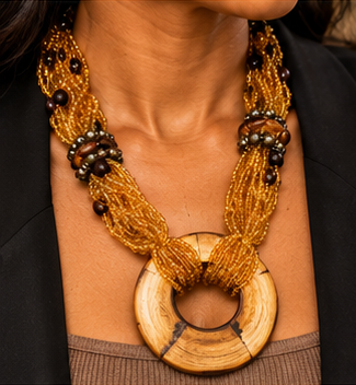 Golden Earth Multi-Strand Beaded Statement Necklace