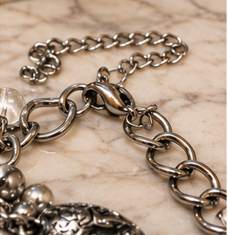 Silver Romance Heart & Crystal-Look Statement Necklace