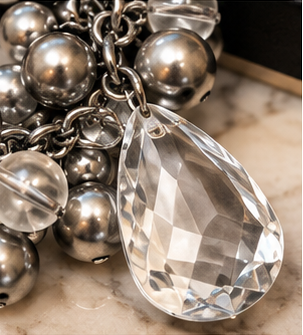 Silver Romance Heart & Crystal-Look Statement Necklace