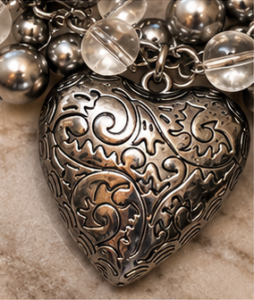 Silver Romance Heart & Crystal-Look Statement Necklace