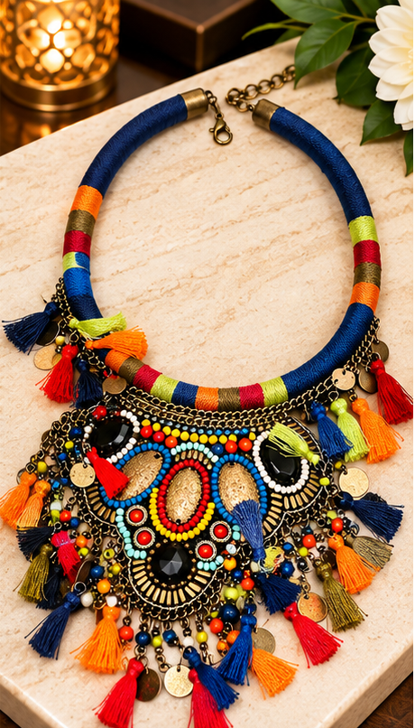 Carnivale Mosaic Mixed-Media Statement Necklace