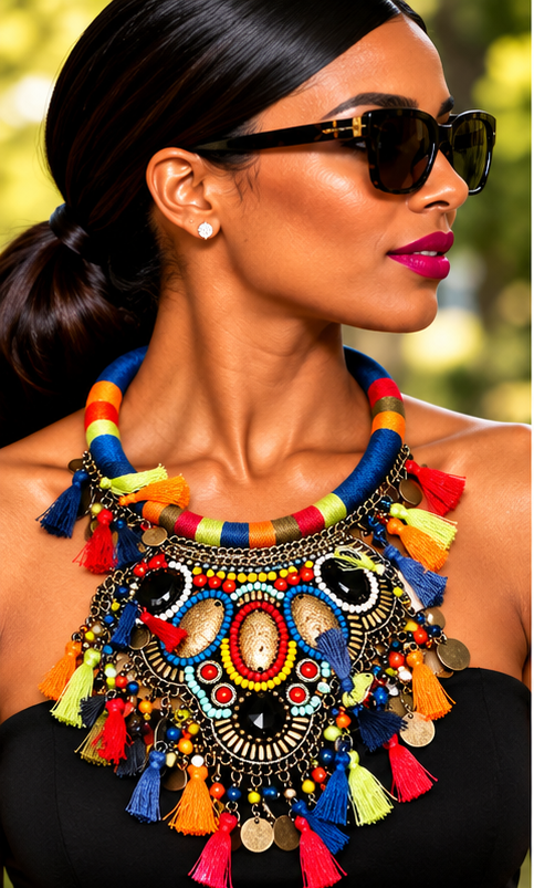 Carnivale Mosaic Mixed-Media Statement Necklace