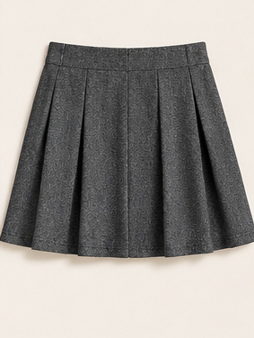 Charcoal Charm Bow-Detail Pleated Skort