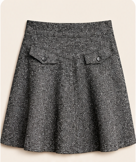 Charcoal Heritage Tailored Flare Skirt