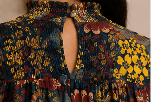 Autumn Garden Smocked Floral Blouse