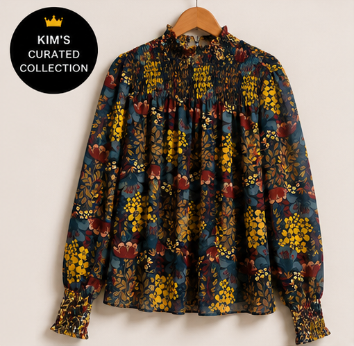 Autumn Garden Smocked Floral Blouse