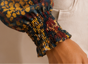 Autumn Garden Smocked Floral Blouse