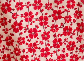 Cherry Blossom Contrast Tie-Neck Blouse