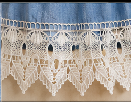Sky Blue Lace Trim Peasant Top