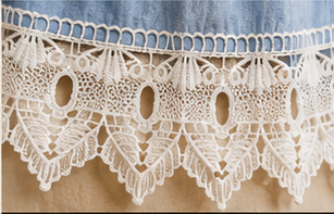 Sky Blue Lace Trim Peasant Top