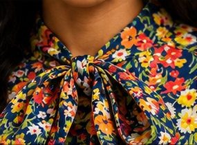 Wildflower Garden Tie-Neck Blouse