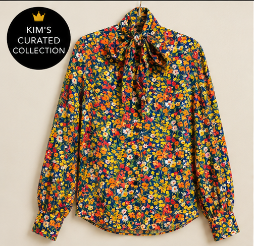 Wildflower Garden Tie-Neck Blouse