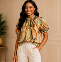 Bohemian Paisley Tie Blouse