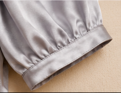 Silver Satin Bow Blouse