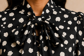 Midnight Dot Tie-Neck Blouse