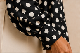 Midnight Dot Tie-Neck Blouse