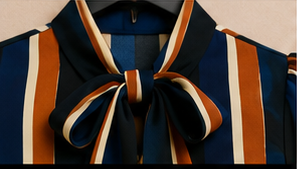 Autumn Stripe Tie-Neck Blouse