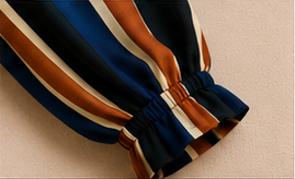 Autumn Stripe Tie-Neck Blouse