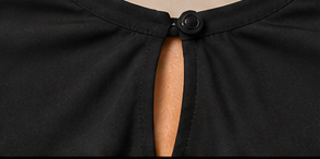 Black Open-Back Long Sleeve Blouse
