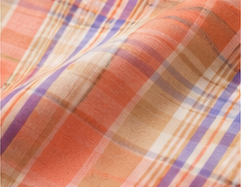 Peach Plaid Tie-Neck Blouse