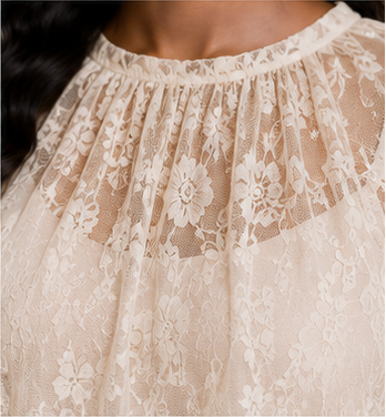 Romantic Ivory Sheer Lace Blouse