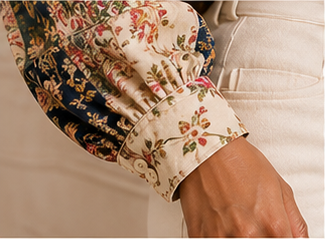 Vintage Garden Patchwork Tie-Neck Blouse