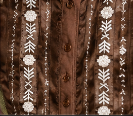 Mocha Embroidered Puff Sleeve Blouse