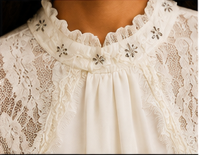 Ivory Lace Victorian Blouse