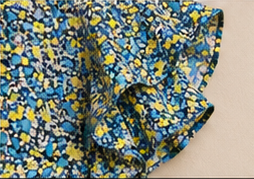 Ivy Chic Blue Meadow Tie-Neck Flutter Sleeve Blouse
