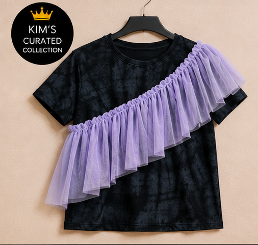 Ivy Chic Lavender Tulle Ruffle Tee