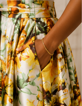 Golden Garden Satin Tie-Waist Maxi Skirt