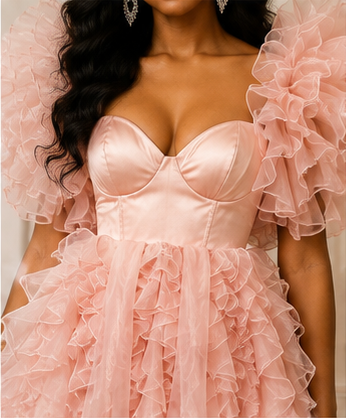 Blush Couture Ruffle Organza Mini Dress