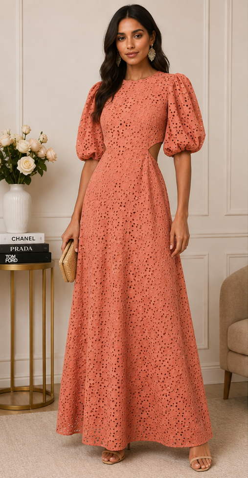 Desert Rose Eyelet Maxi Dress