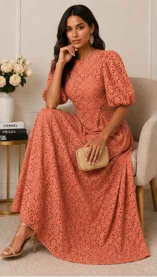 Desert Rose Eyelet Maxi Dress