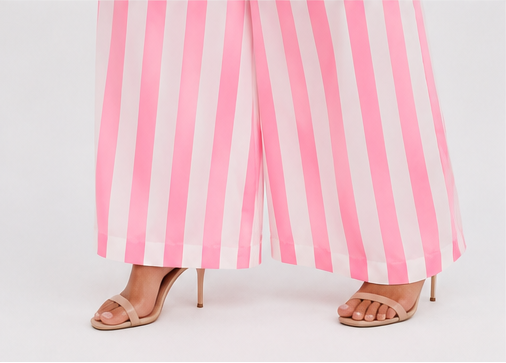 Pink Stripe Tie-Front Two-Piece Set