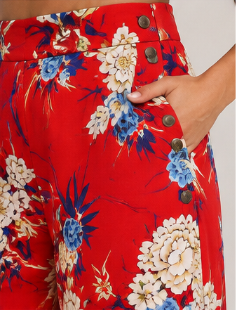 Red Floral Off-the-Shoulder Two-Piece Set