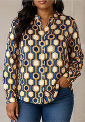 Golden Geo Satin Blouse