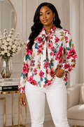 Garden Blossom Tie-Neck Blouse