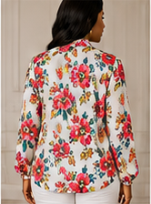 Garden Blossom Tie-Neck Blouse