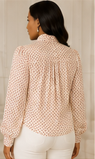 Vintage Dot Tie-Neck Blouse