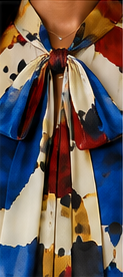 Watercolor Ink Tie-Neck Blouse